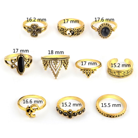 4 for $25 SALE!!! 10 Piece Boho Chic Midi Ring Set - Picture 5 of 6